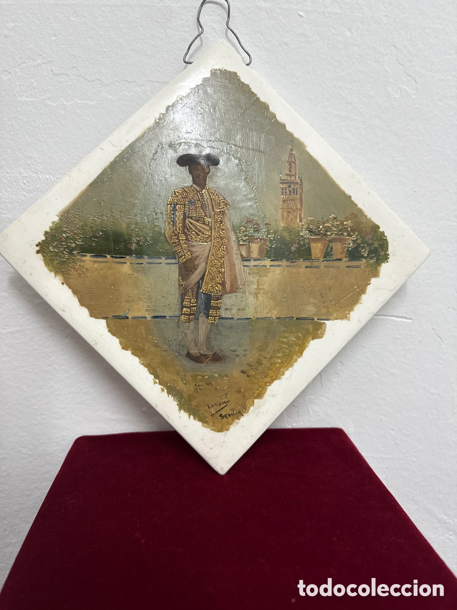 Arte: &Oacute;leo torero, Catedral Sevilla. Azulejo. Escuela Sevillana. Siglo XIX principios XX