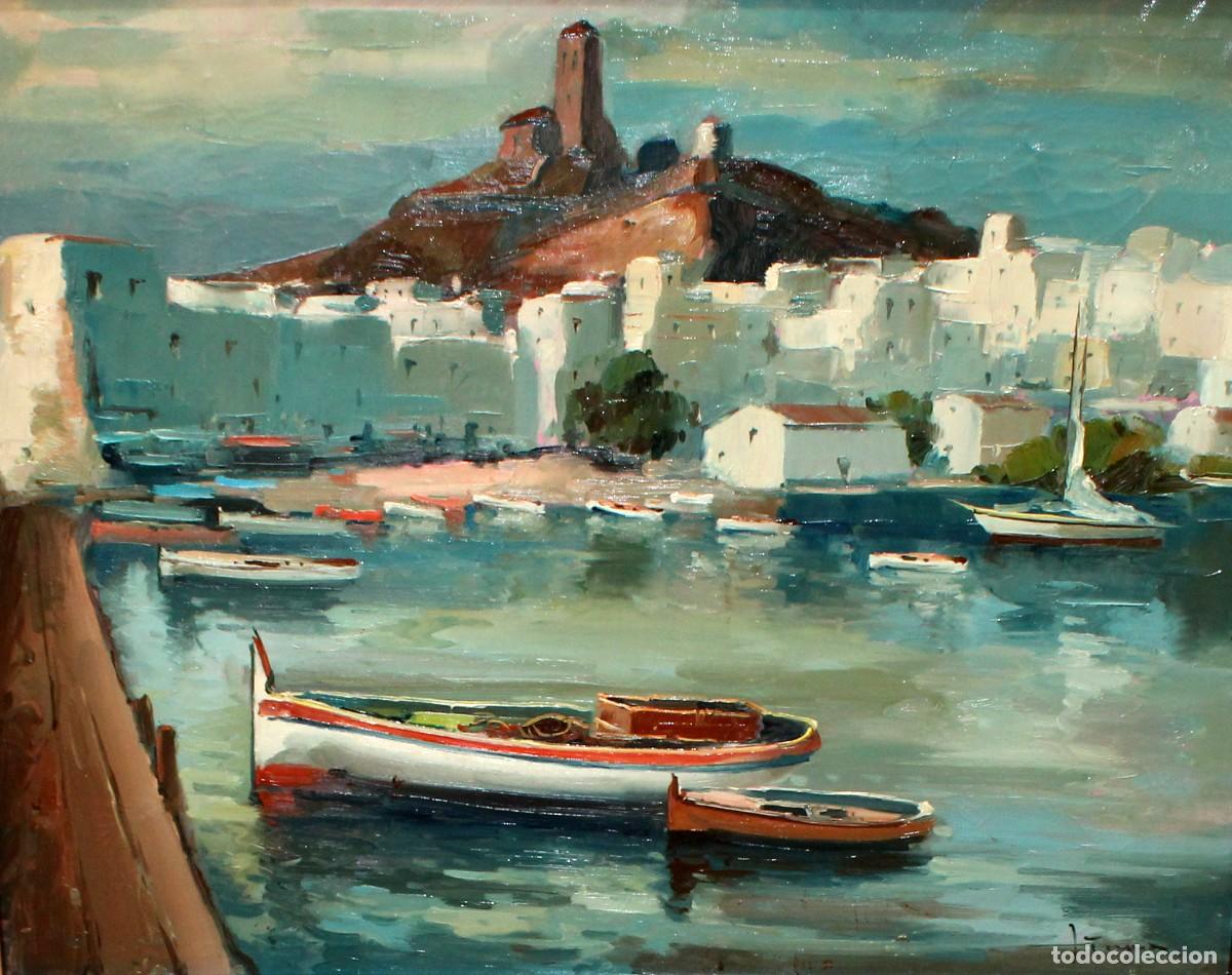 Arte: JOSEP MENESES TAPIAS (1930) OLEO SOBRE TELA. VISTA DE IBIZA. 65 X 81 CM.