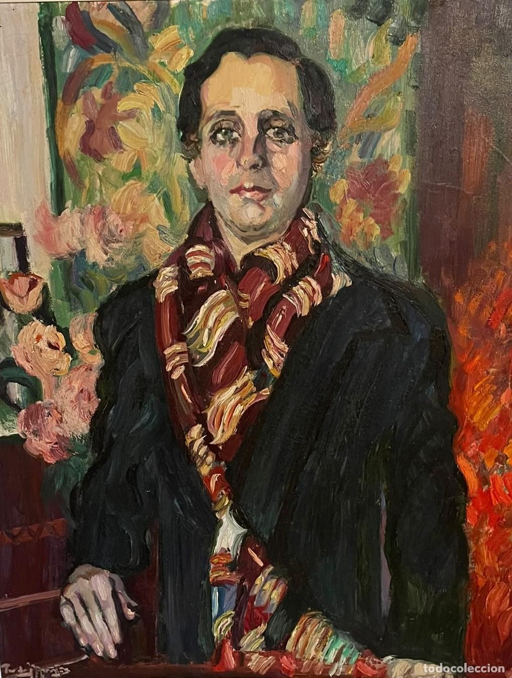 Arte: MARIANO TUR DE MONTIS. RETRATO MASCULINO CON PA&Ntilde;UELO. ESPA&Ntilde;A. SIGLO XX.