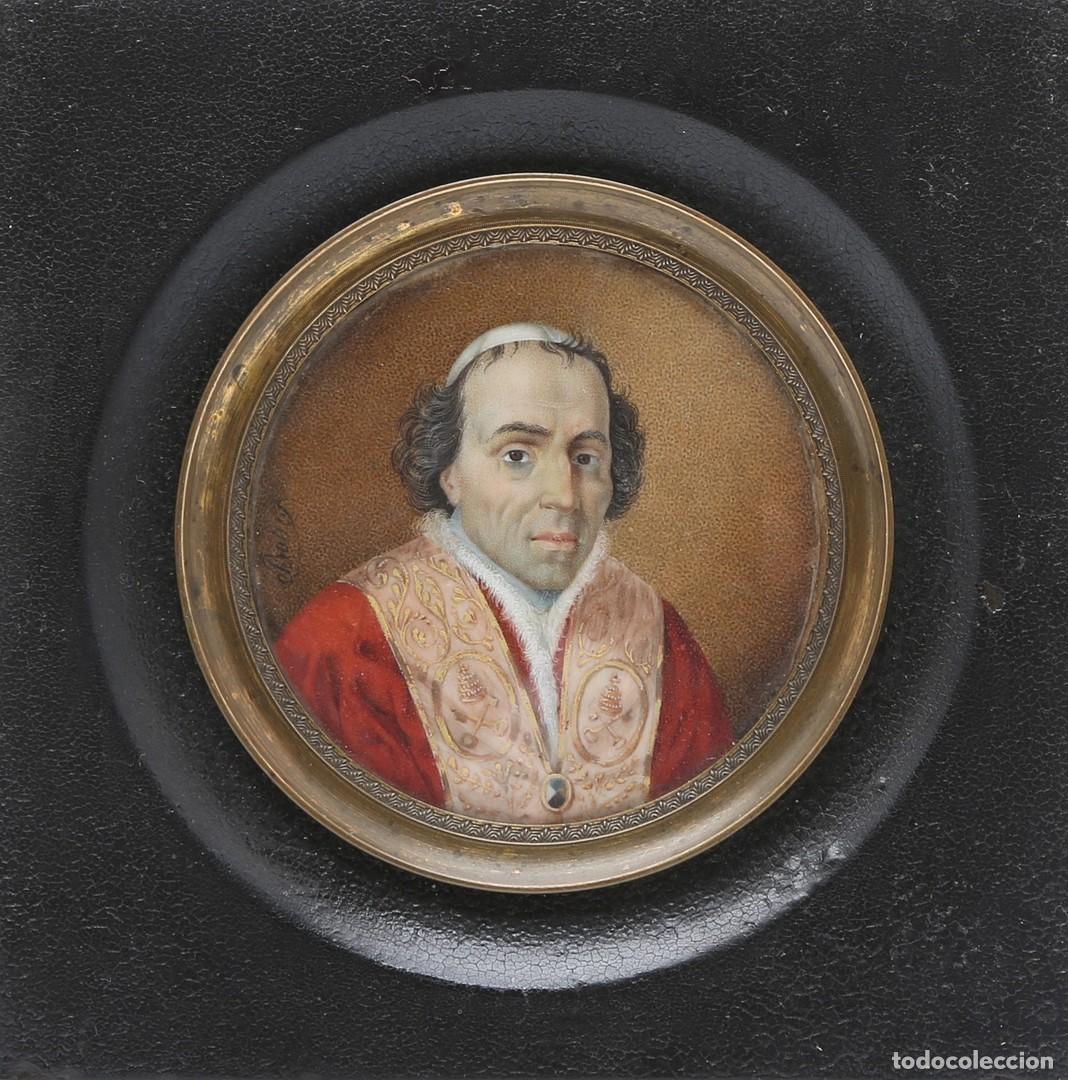 Arte: Miniatura francesa. Retrato del papa P&iacute;o VII, firmado &rdquo;Boilly&rdquo;, hacia 1800
