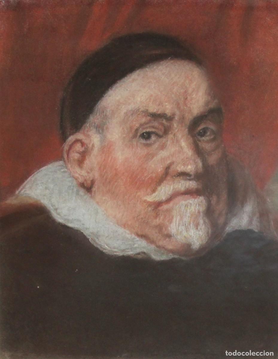 Arte: ESCUELA FLAMENCA (1&ordf; MITAD SIGLO XX) TECNICA MIXTA SOBRE PAPEL. RETRATO DE UN JUEZ (SEGUN VAN DYCK)