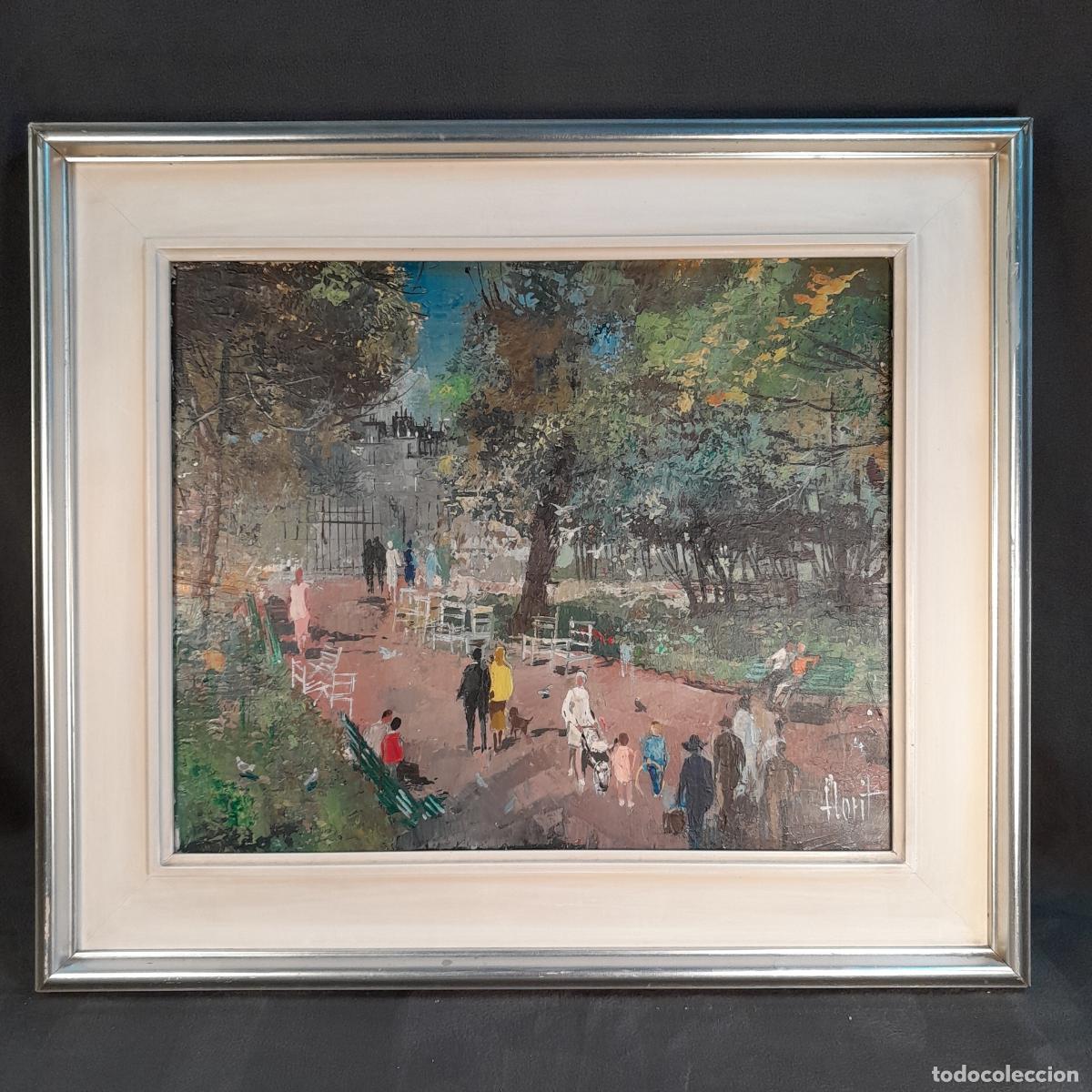 Arte: B-1926.JOS&Eacute; LUIS FLORIT RODERO. &Oacute;LEO SOBRE LIENZO.ESCENA DE PARQUE URBANO.SEGUNDA MITAD DEL S.XX