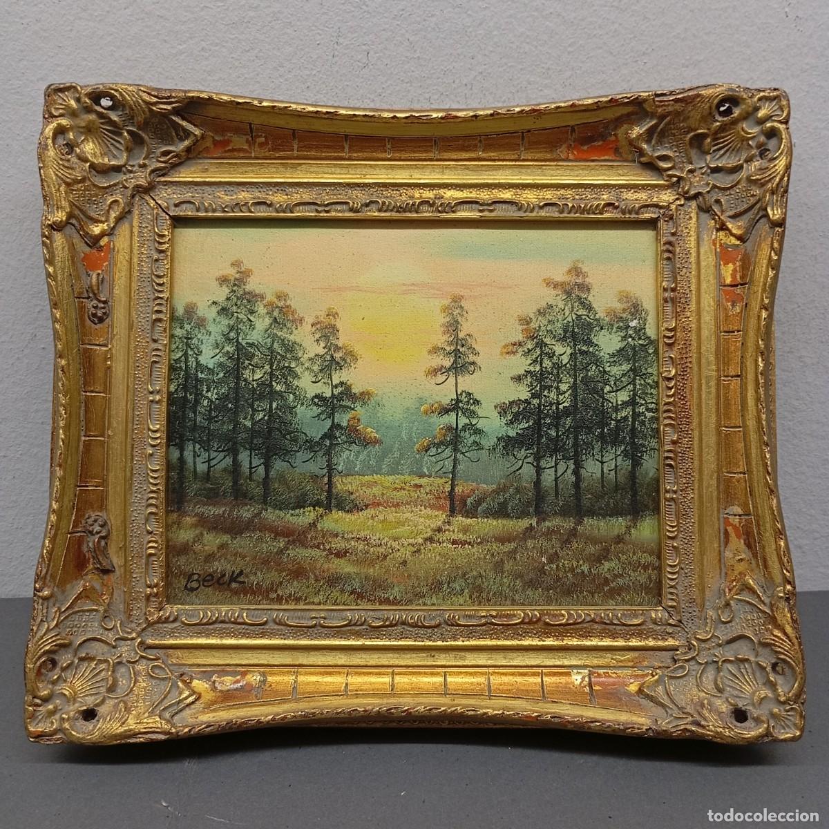 Arte: ESCUELA INGLESA - S. XIX - PAISAJE - BOSQUE - FIRMADO BECK - &Oacute;LEO SOBRE TELA PEGADO TABLA