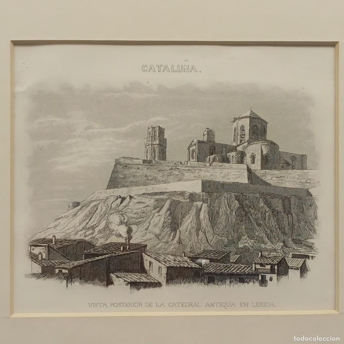 Arte: GRABADO ANTIGUO - VISTA POSTERIOR DE LA CATEDRAL ANTIGUA DE L&Eacute;RIDA - CATALU&Ntilde;A - RAR&Iacute;SIMO - 1839