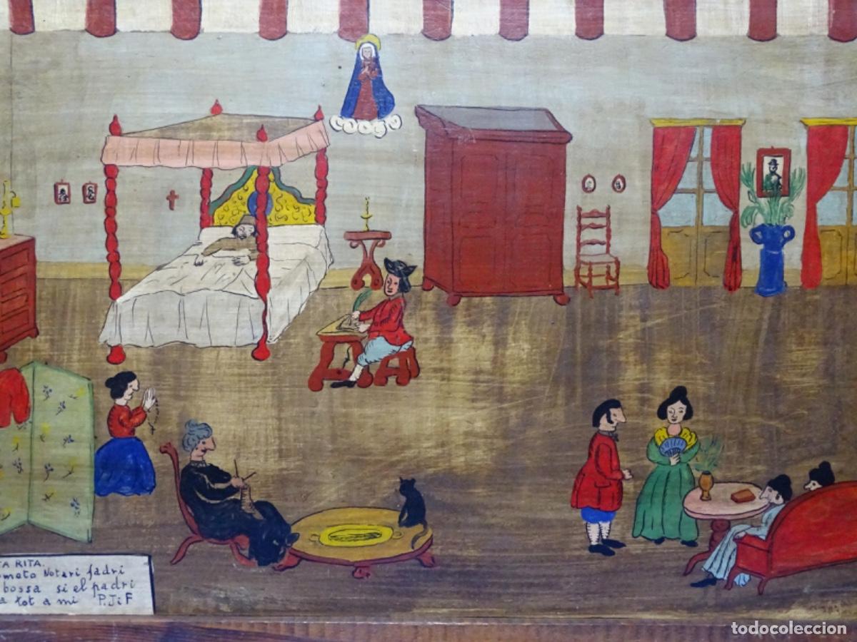 Arte: ANTIGUO EX-VOT CATALAN A SANTA RITA AL &Oacute;LEO SOBRE TABLA. SIGLO XVIII-XIX. FIRMADO P.J.F.