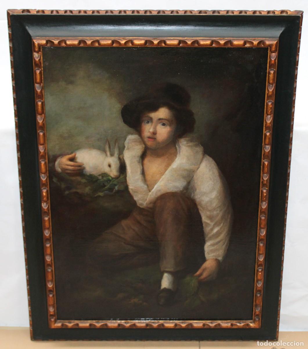 Arte: SEGUIDOR DE HENRY RAEBURN. OLEO SOBRE TELA (SIGLO XIX) EL NI&Ntilde;O DEL CONEJO