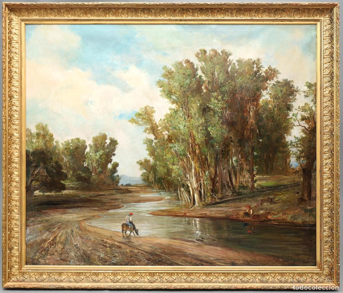 Arte: RAMON MART&Iacute; ALSINA - Paisaje de riera con &aacute;lamos blancos.