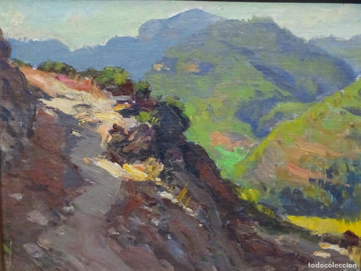 Arte: &Oacute;LEO SOBRE TABLEX RAMON CORTES CASANOVAS. PAISAJE DE BUEN TRAZO POSTIMPRESIONISTA.