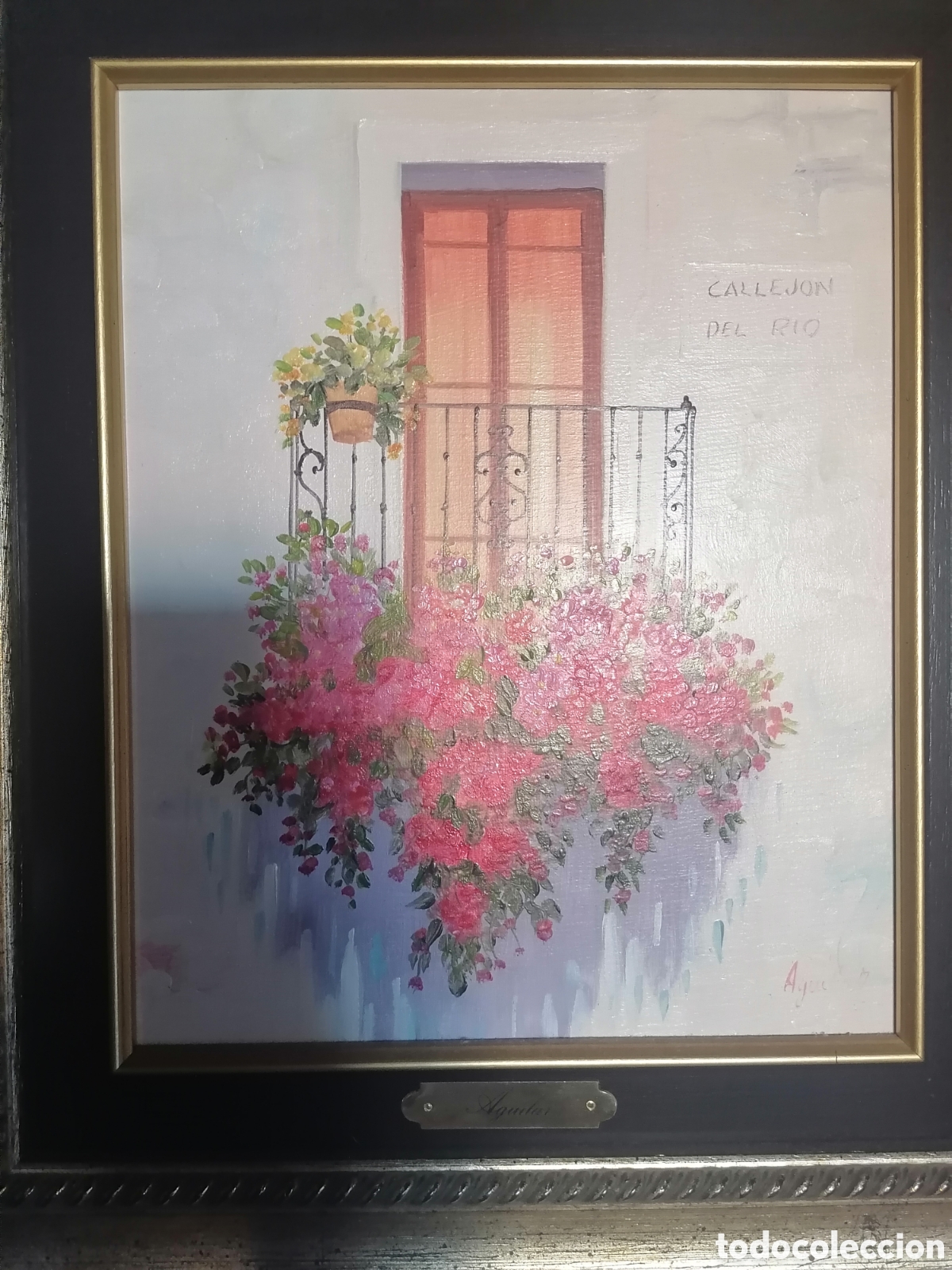 Arte: &Oacute;leo original pintor Aguilar &rdquo;Callejon del Rio&rdquo;