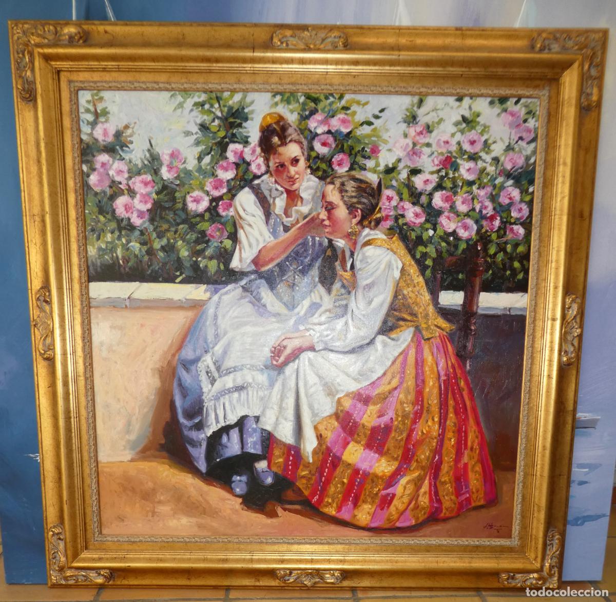 Arte: Espectacular oleo de Jos&eacute; Luis Giner ,tema Valencianas mide 100X100 cm y 127X127 cm con marco