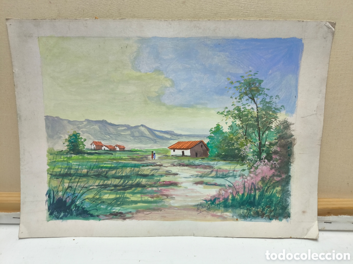 Arte: Paisaje pueblo (hecho a mano )