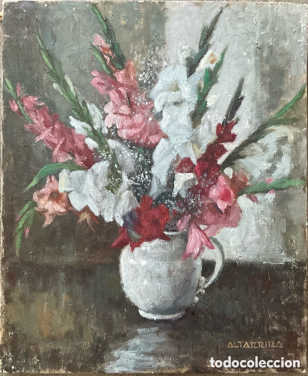 Arte: Salvador Altarriba Vilarasau (Cabrianes, 1935- Sabadell) Bodeg&oacute;n Floral Gladiolos