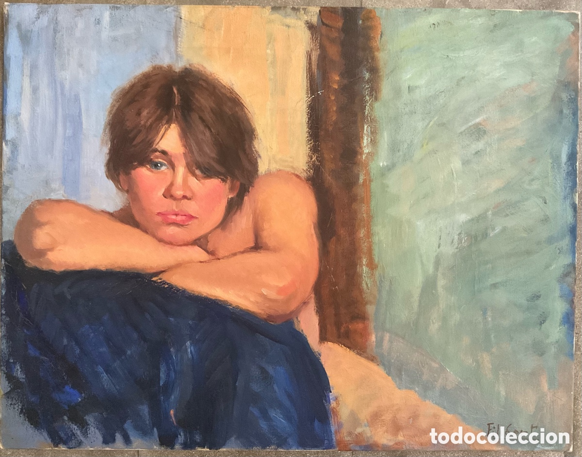 Arte: Filibert Gonz&aacute;lez Zafra &ndash; Gran retrato femenino. &Oacute;leo sobre lienzo firmado. 65 x 50 cm