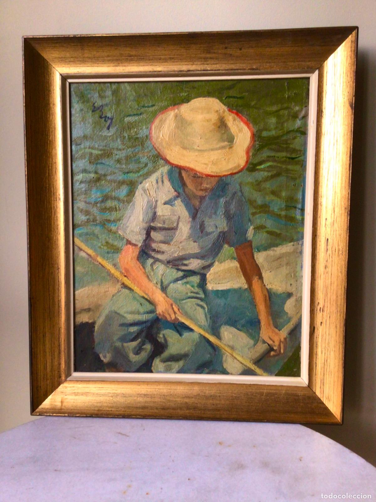 Arte: PINTURA OLEO SOBRE LIENZO IMPRESIONISTA , JOVEN PESCADOR - FIRMADA PINTOR VALENCIANO