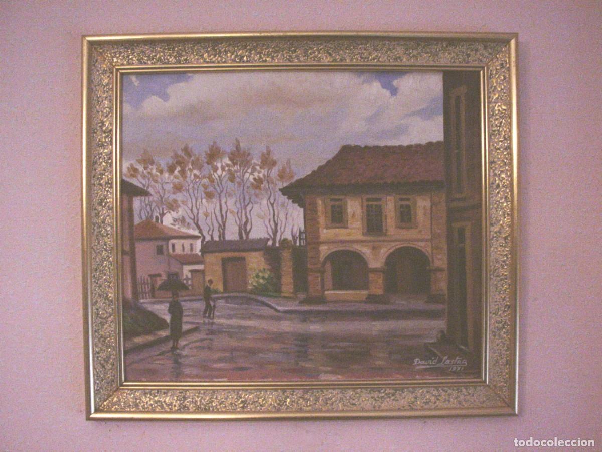 Arte: Cuadro del pintor David Lastra de 1971. Calle Galiana, entrada parque Ferrera Plaza Cabayedo Avil&eacute;s
