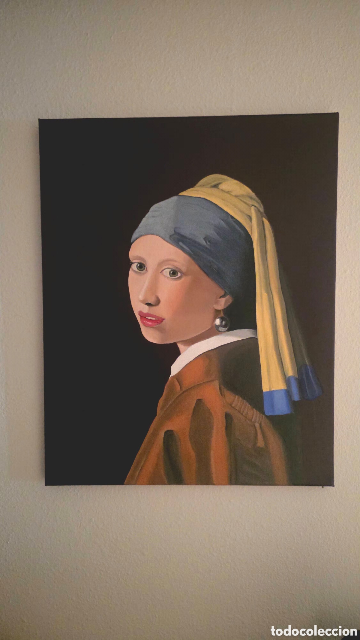 Arte: La joven de la perla, r&eacute;plica al &oacute;leo, Vermeer. 40x50