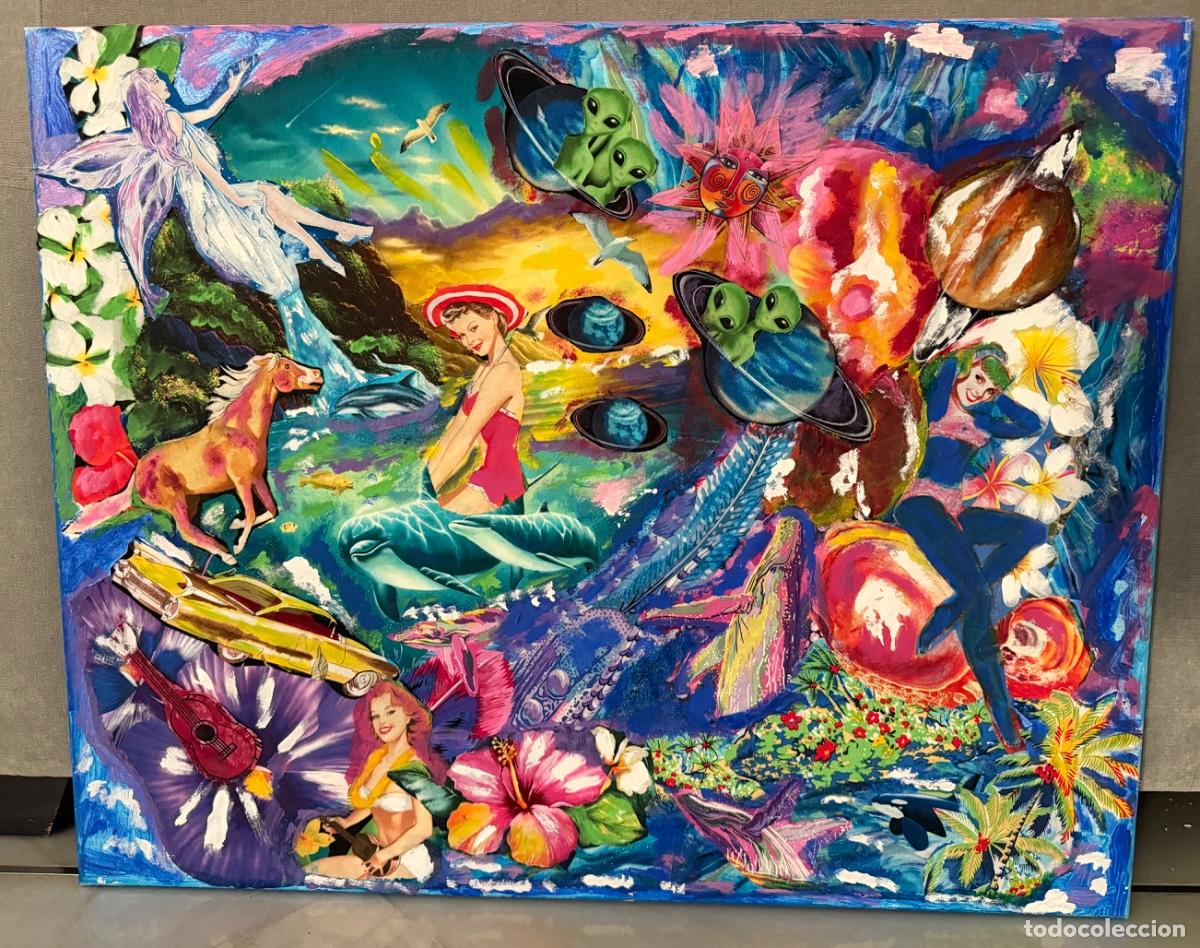 Arte: Cuadros collage t&eacute;cnica mixta colores