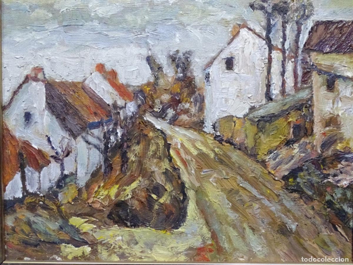Arte: &Oacute;LEO SOBRE TELA ANONIMO. PAISAJE CASAS.