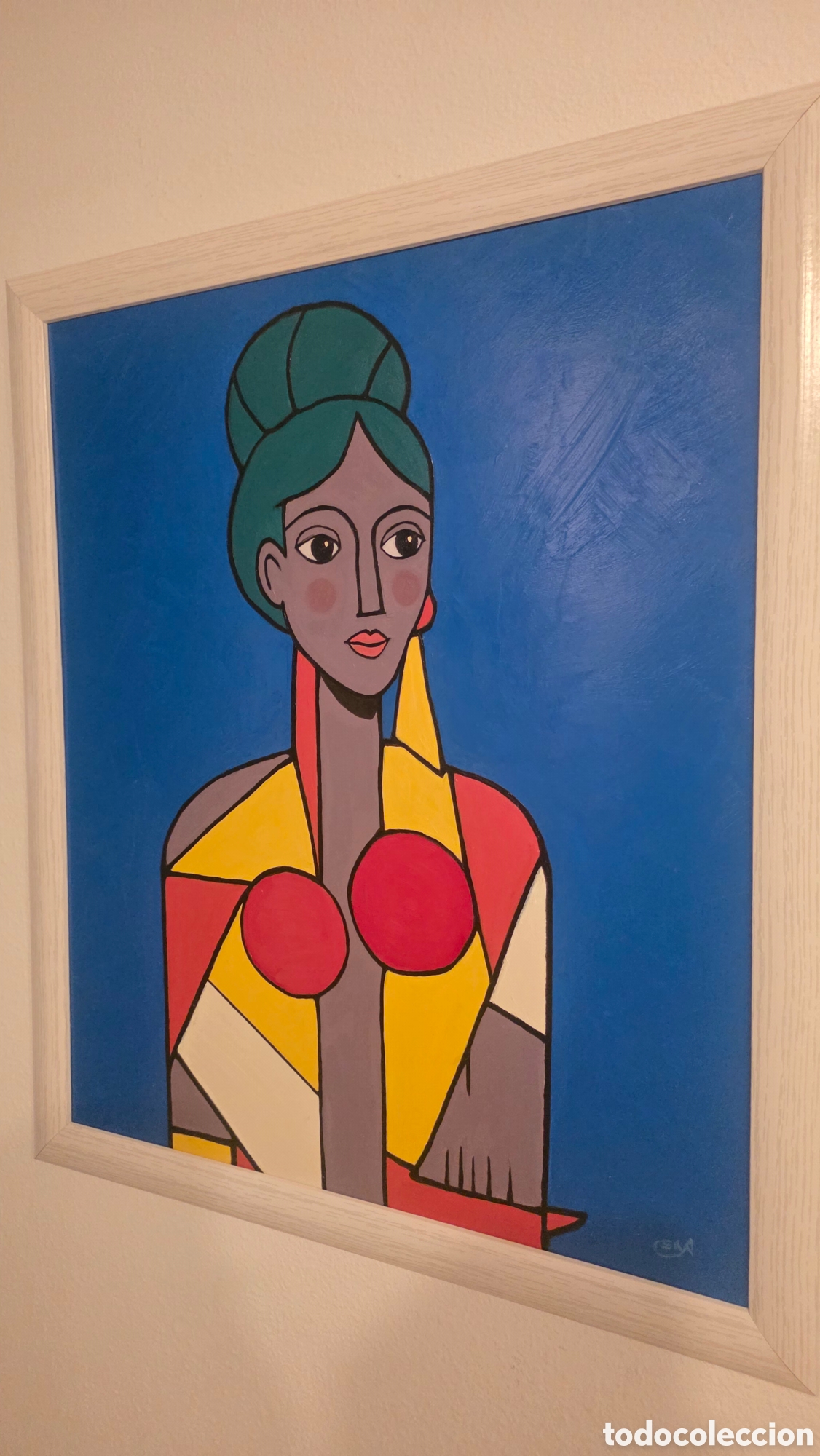 Arte: &rdquo;Geometr&iacute;a de una presencia&rdquo; &oacute;leo sobre madera, 56x66 con marco.