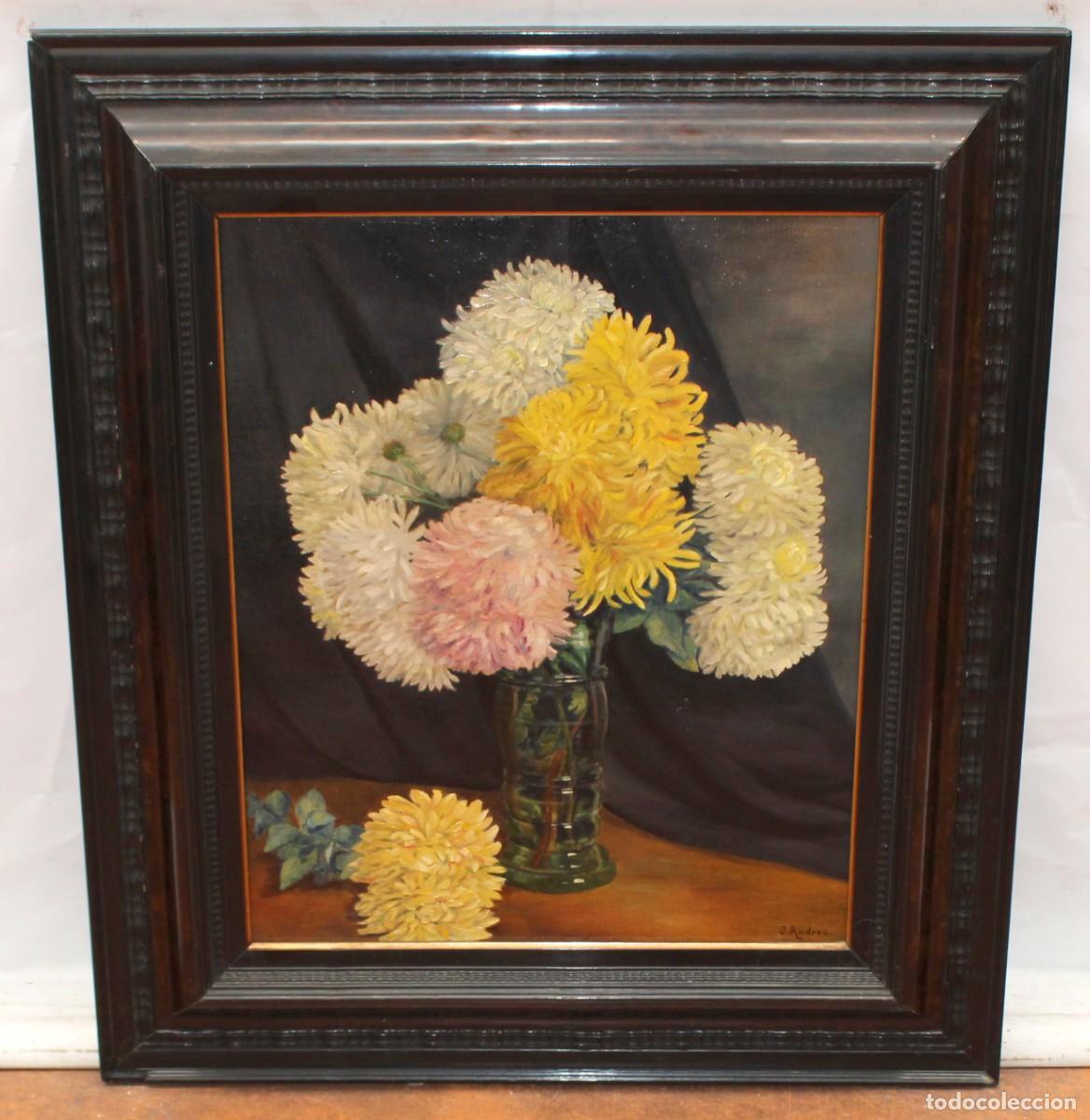Arte: JOSEP ANDREU MURALL (Xerta, 1892 &ndash; Tortosa, 1965) OLEO SOBRE TABLA. BODEGON DE FLORES