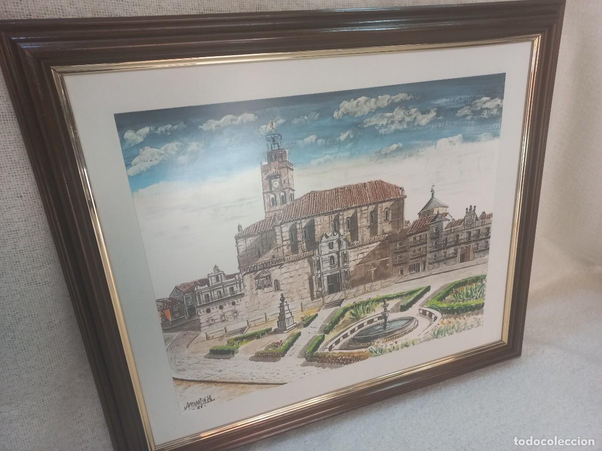 Arte: CUADRO &uml;COLEGIATA DE SAN ATOL&Iacute;N&uml; MEDINA DEL CAMPO (esmalte) nogal 59 x 50