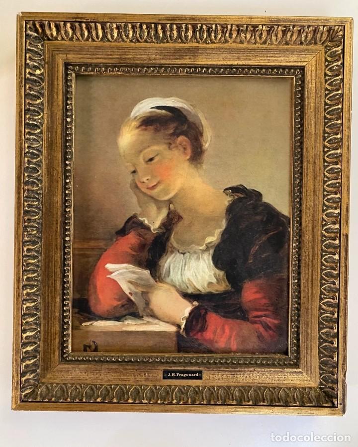 Arte: Reproducci&oacute;n sobre lienzo de &rdquo;La Lettre&rdquo; de J.H. Fragonard - S.XX