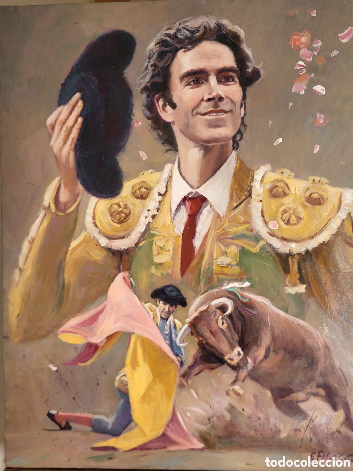 Arte: Emilio Frejo Guti&eacute;rrez. Oleo sobre lienzo. Escena taurina.