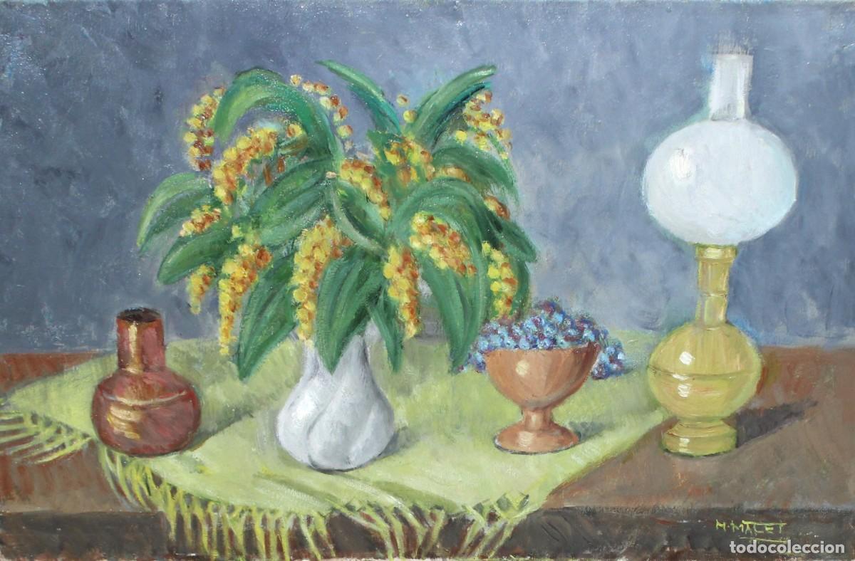 Arte: MERCEDES MALET TRAVY (1918-2014) OLEO SOBRE TELA. ARMONIA SOBRE LA MESA