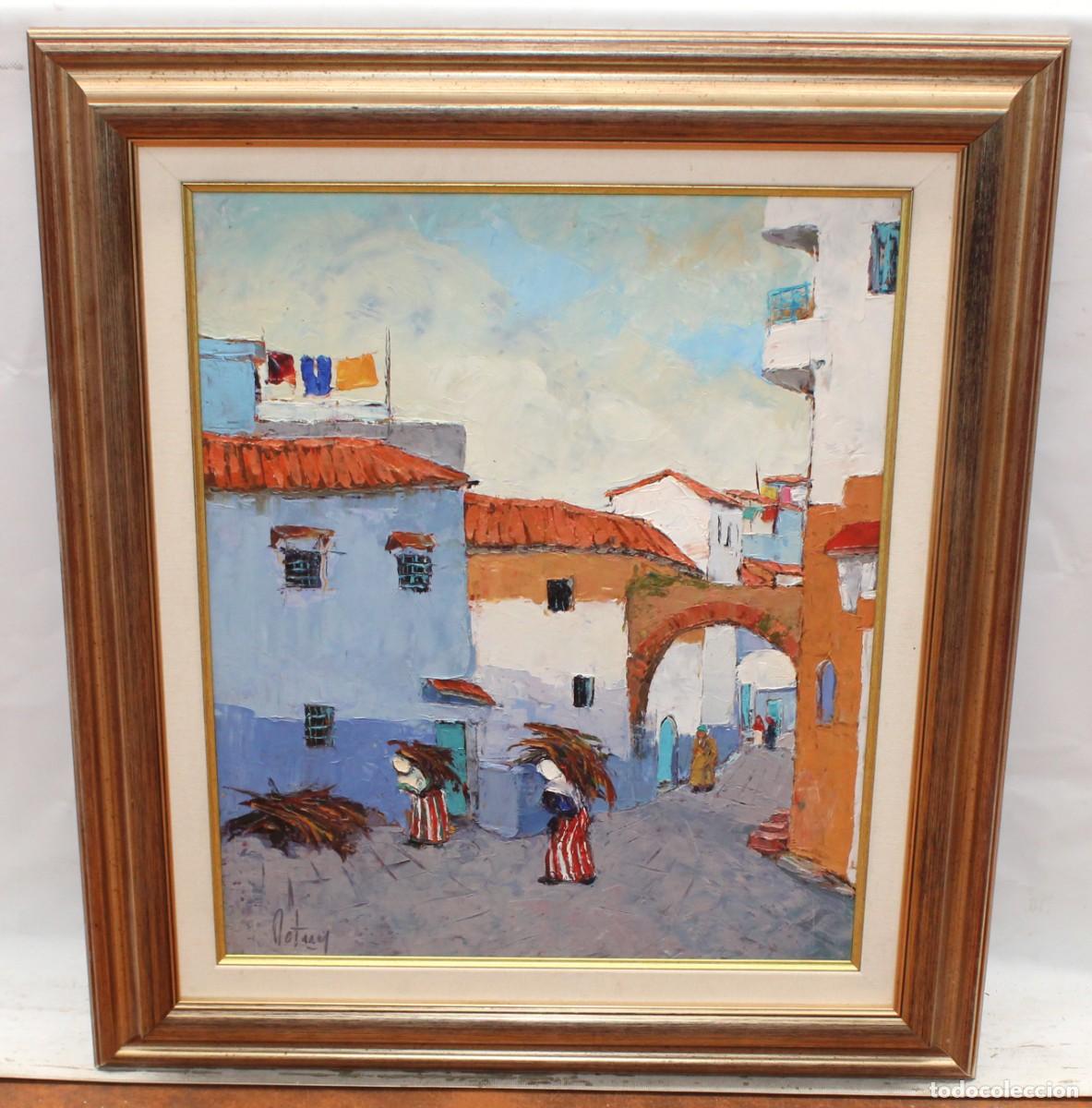 Arte: ARNAUD LETURCQ (1961( OLEO SOBRE PANEL TITULADO HIVER &Agrave; CHEFCHAOUEN