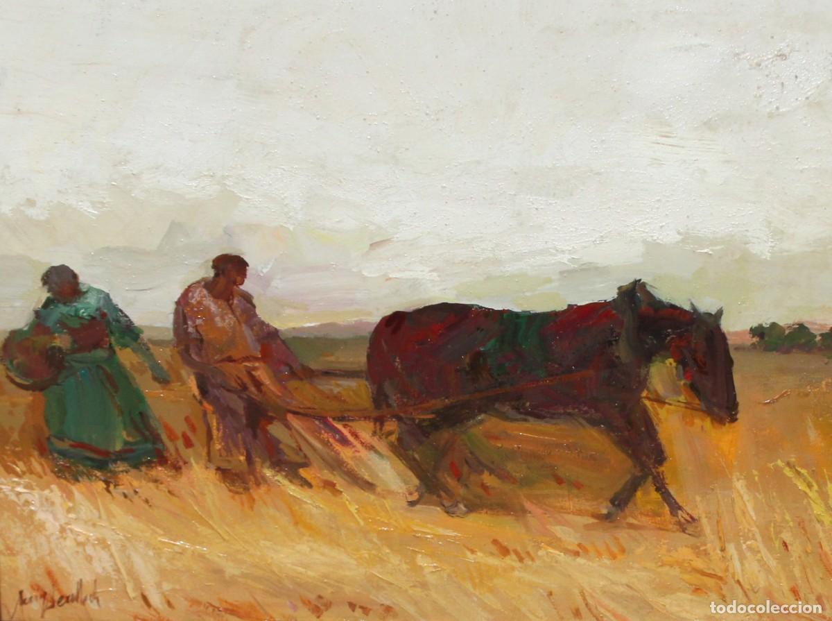 Arte: RAMON PUIG BENLLOCH (Valencia, 1929 - 2015) OLEO SOBRE TELA DEL A&Ntilde;O 1981. LABRANDO LA TIERRA