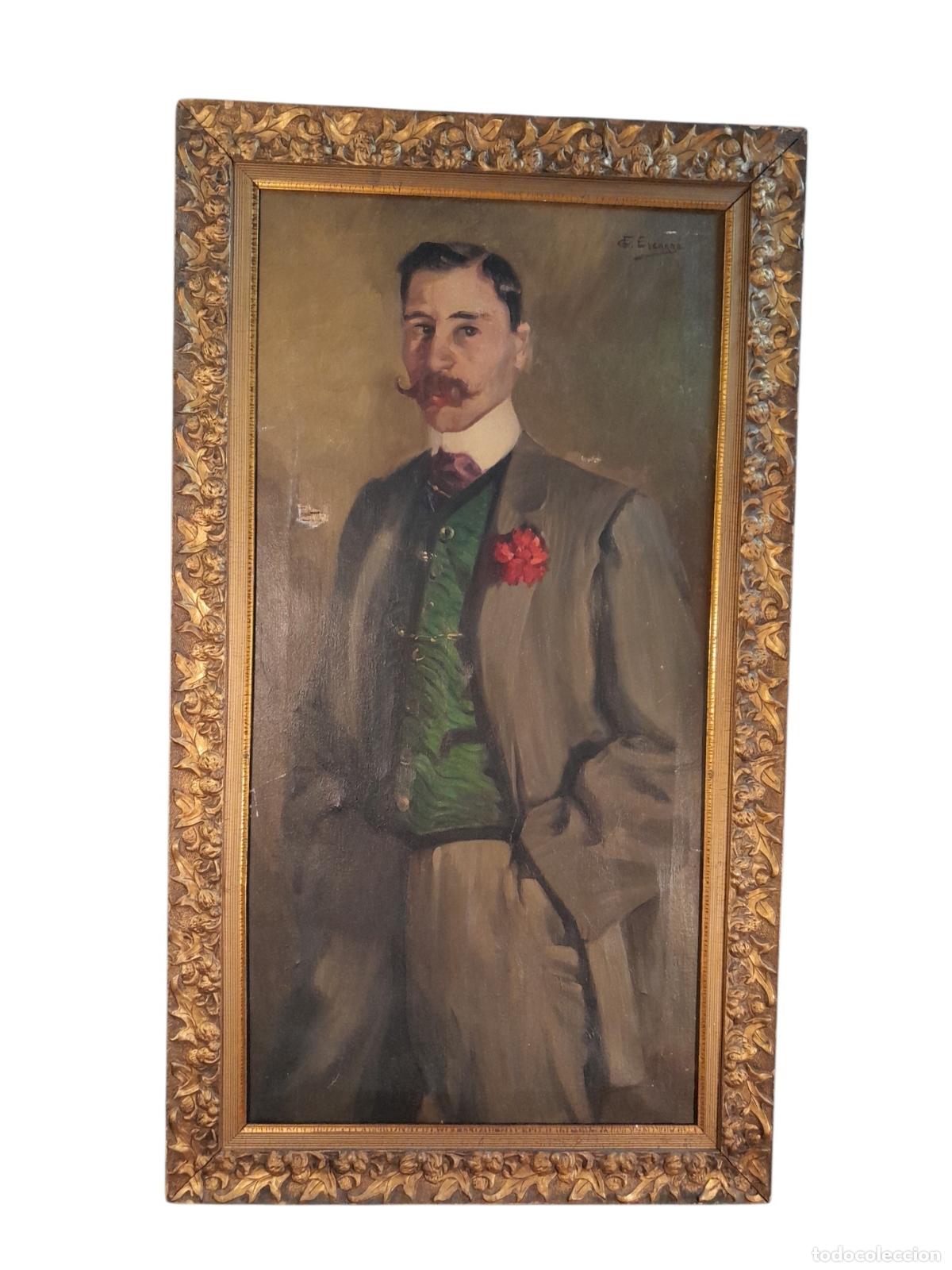 Arte: A-563. RETRATO MASCULINO, &Oacute;LEO SOBRE LIENZO DE FRANCESC GARCIA ESCARR&Eacute;. SIGLO XX