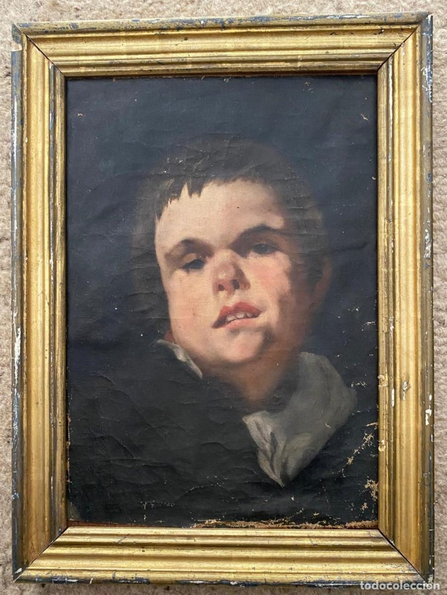 Arte: El ni&ntilde;o de Vallecas, copia de fragmento, pintura al &oacute;le sobre tela, Vel&aacute;zquez, principios siglo XX.