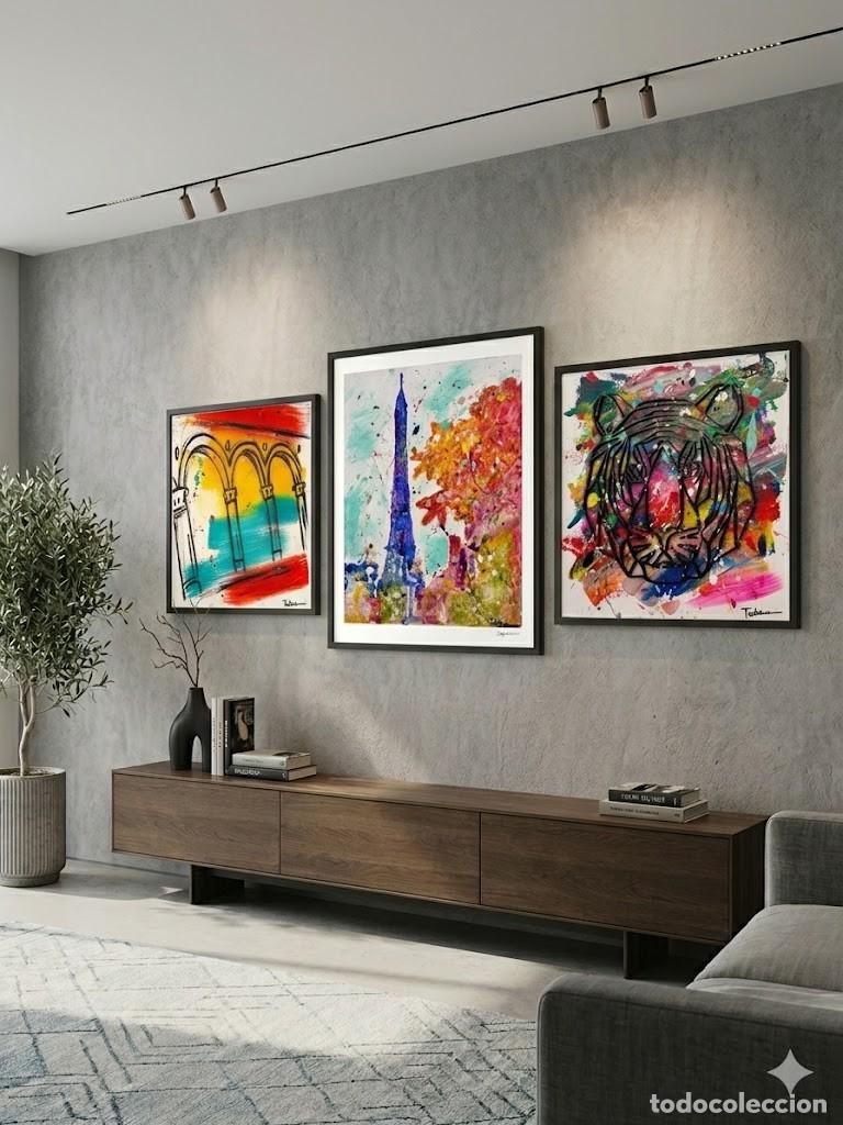 Arte: LOTE 3 Lienzos acr&iacute;licos. Originales. Firmados. Cerficados. Federica Tantera