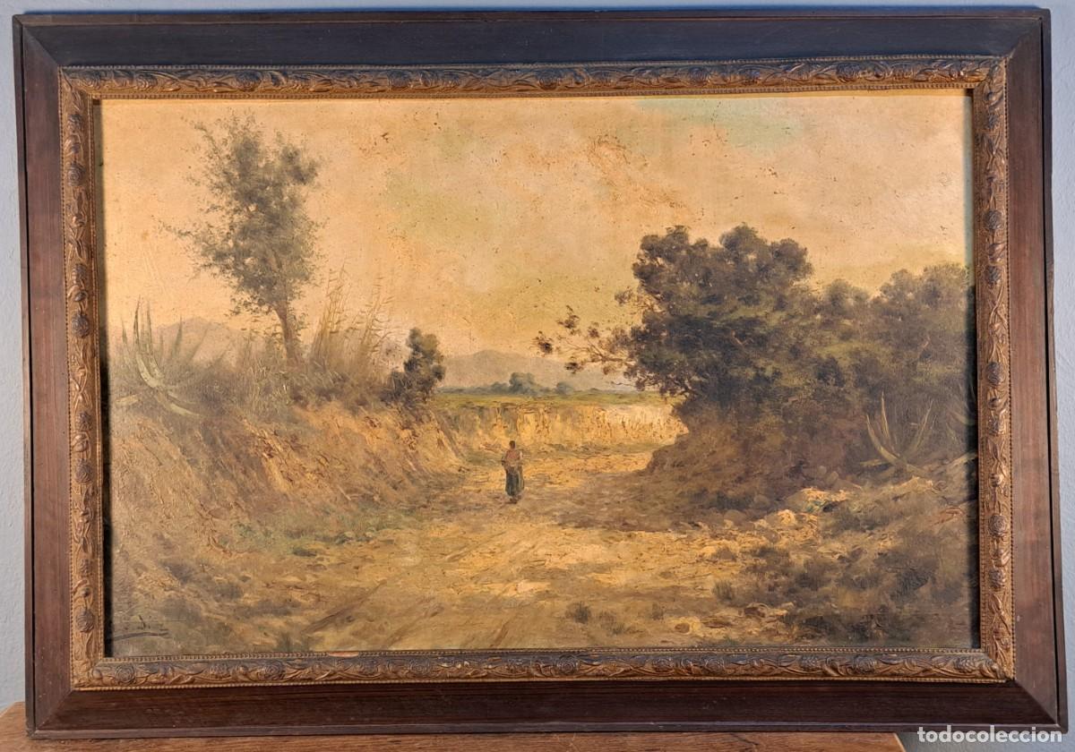 Arte: Escaleta catalana &ndash; &oacute;leo sobre lienzo, paisaje rural, finales S. XIX