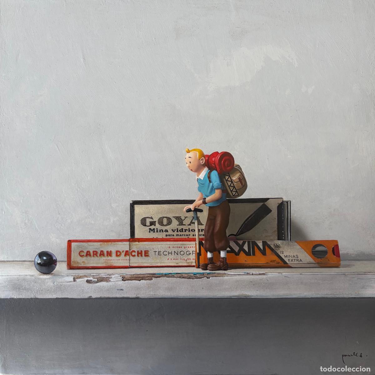 Arte: Serie Tint&iacute;n (&oacute;leo, 30x30 cm.) Goya, Maxim, Caran d'Ache