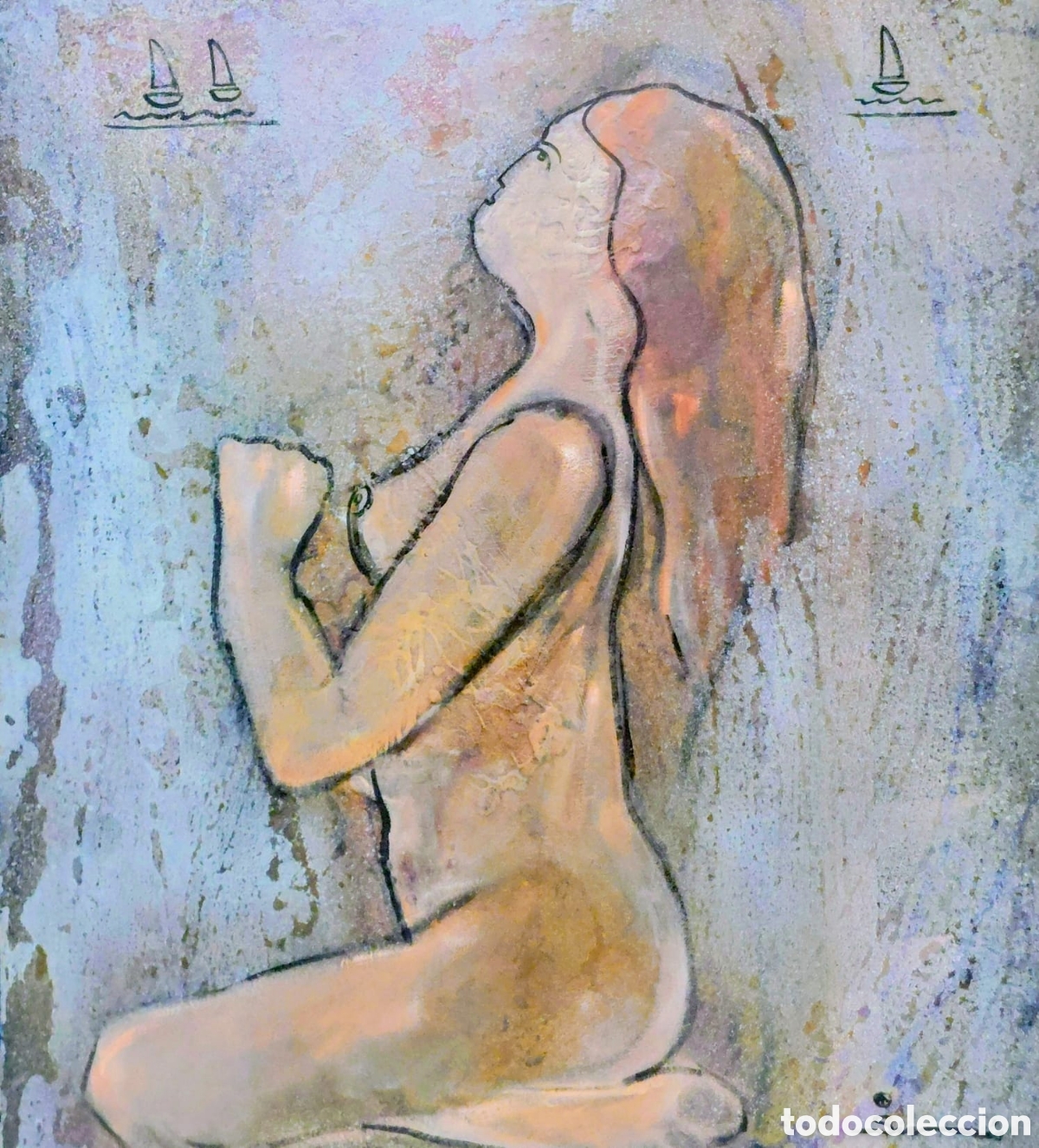 Arte: SURIS ALBERT OLEO EN MADERA MIXTO 55X46 A&Ntilde;O 2001 TITULO MUJER EN LA PLAYA