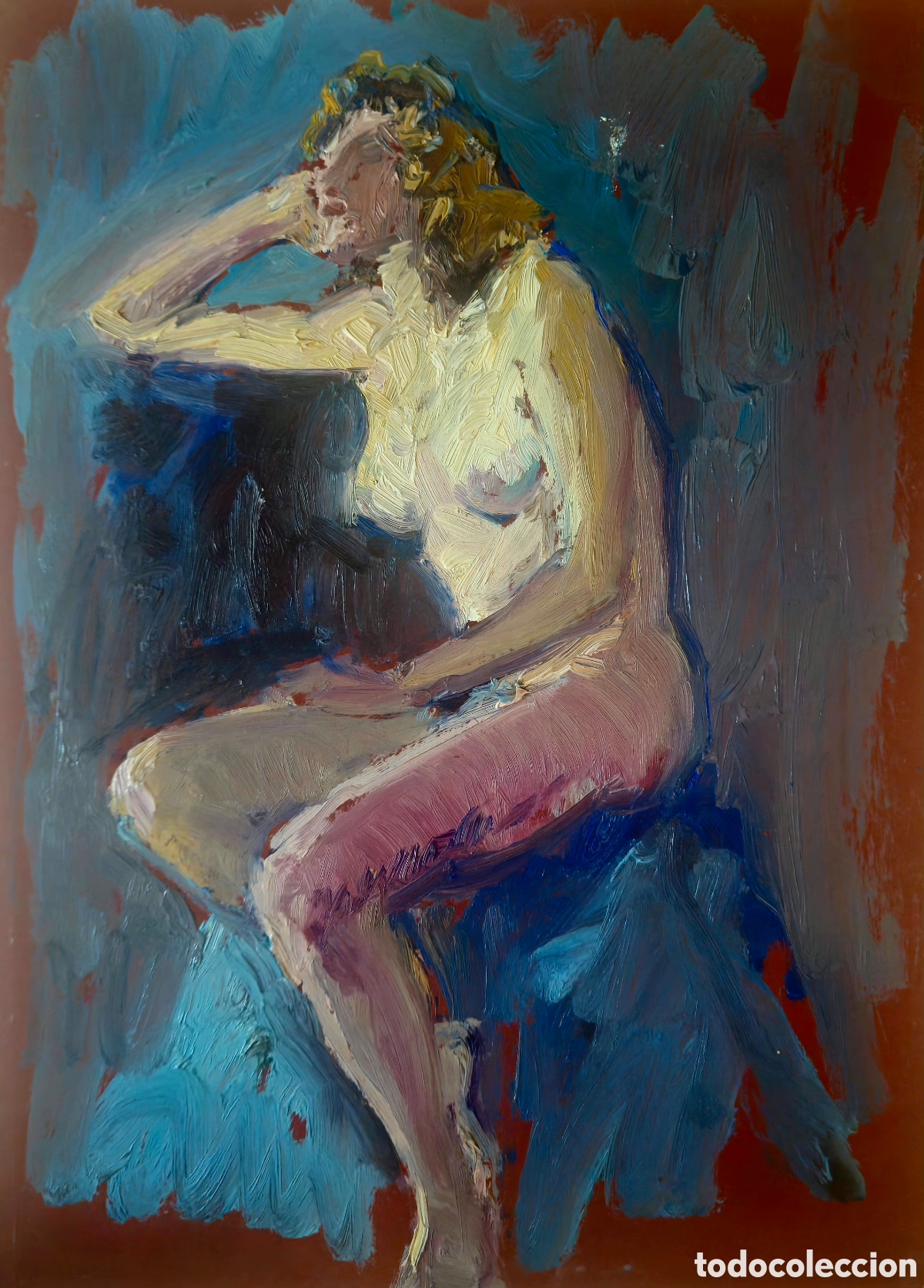 Kunst: Jose Guevara (M&aacute;laga 1930-2017 ) preciosa pintura original, desnudo femenino, sin firma.