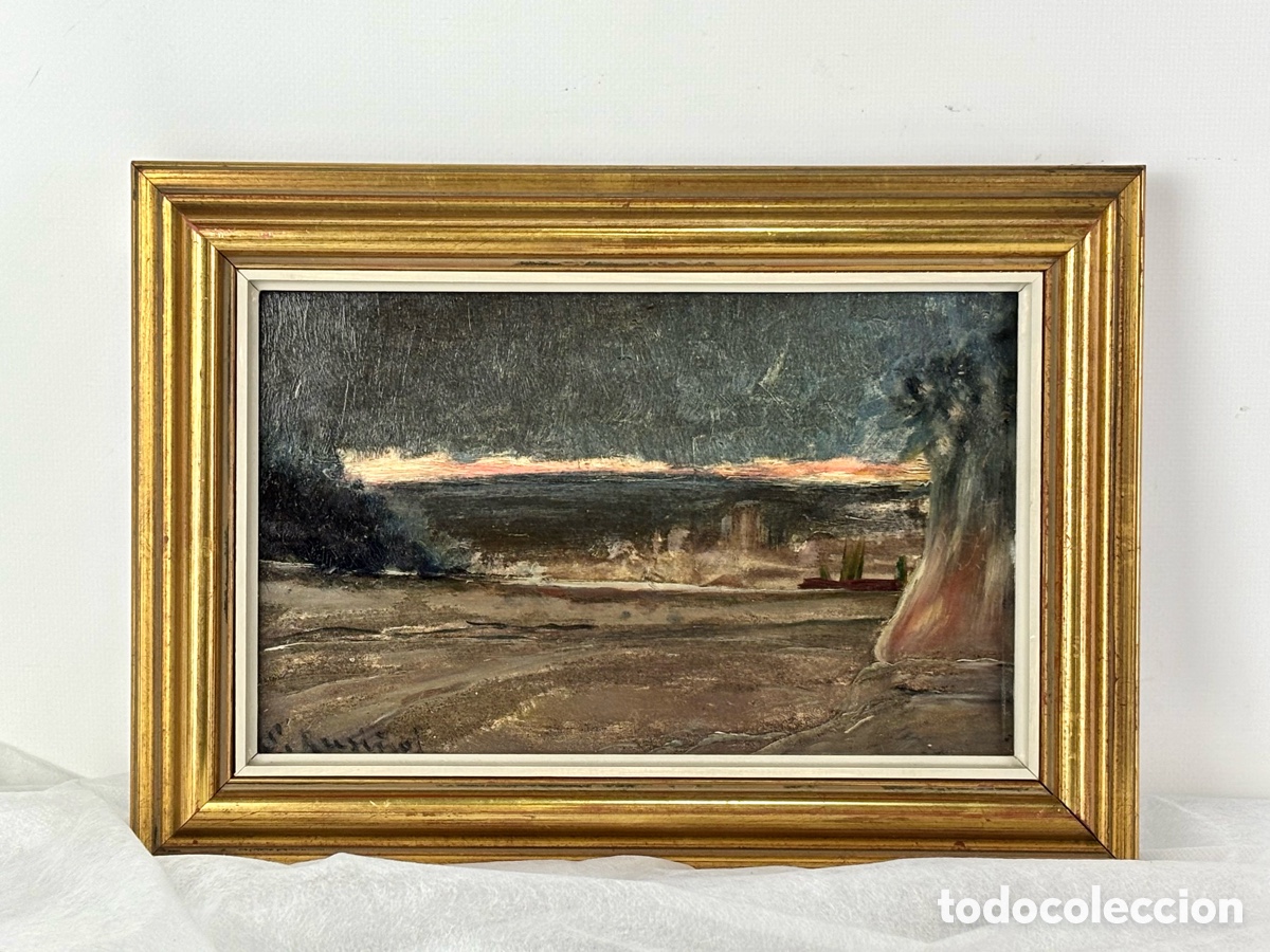Arte: SANTIAGO RUSI&Ntilde;OL(1861-1931) - PAISAJE AL ATARDECER - OLEO TABLA - SALA GASPAR