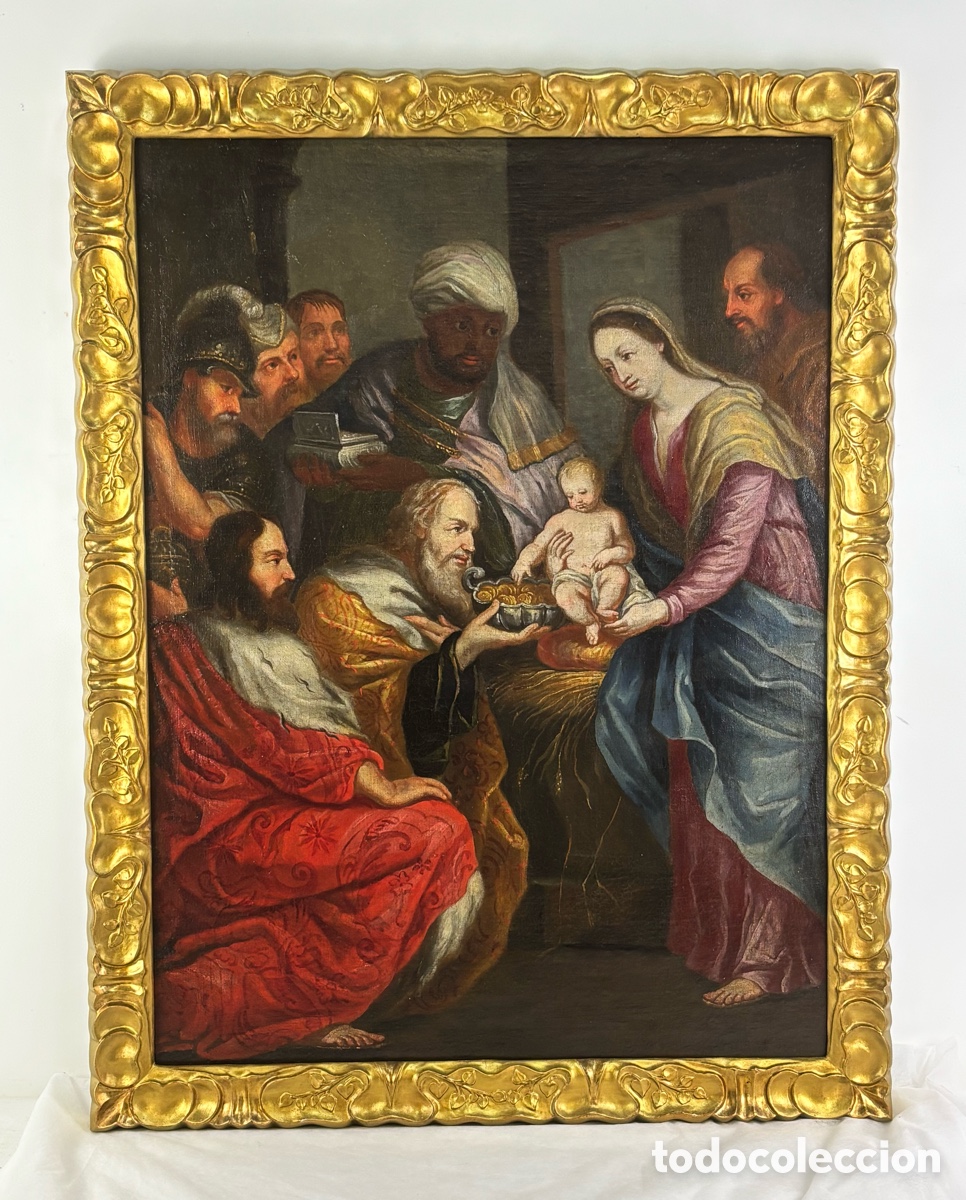 Art: ADORACI&Oacute;N DE LOS REYES MAGOS - ESCUELA FLAMENCA, SIGLO XVII - GRAN PIEZA