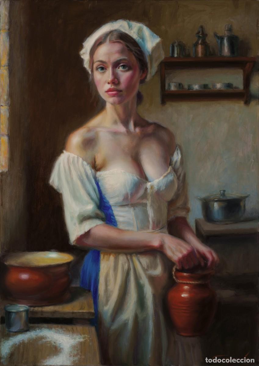 Arte: SERVANT. A. CAYUELA. OLEO ORIGINAL SOBRE LIENZO 65X46 CM + SKETCH.