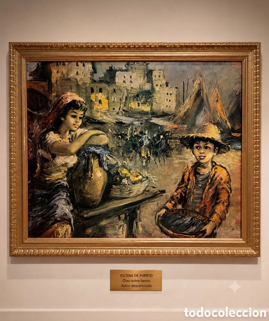 Arte: Escena de Puerto &ndash; &Oacute;leo Costumbrista de la Escuela Mediterr&aacute;nea&nbsp;