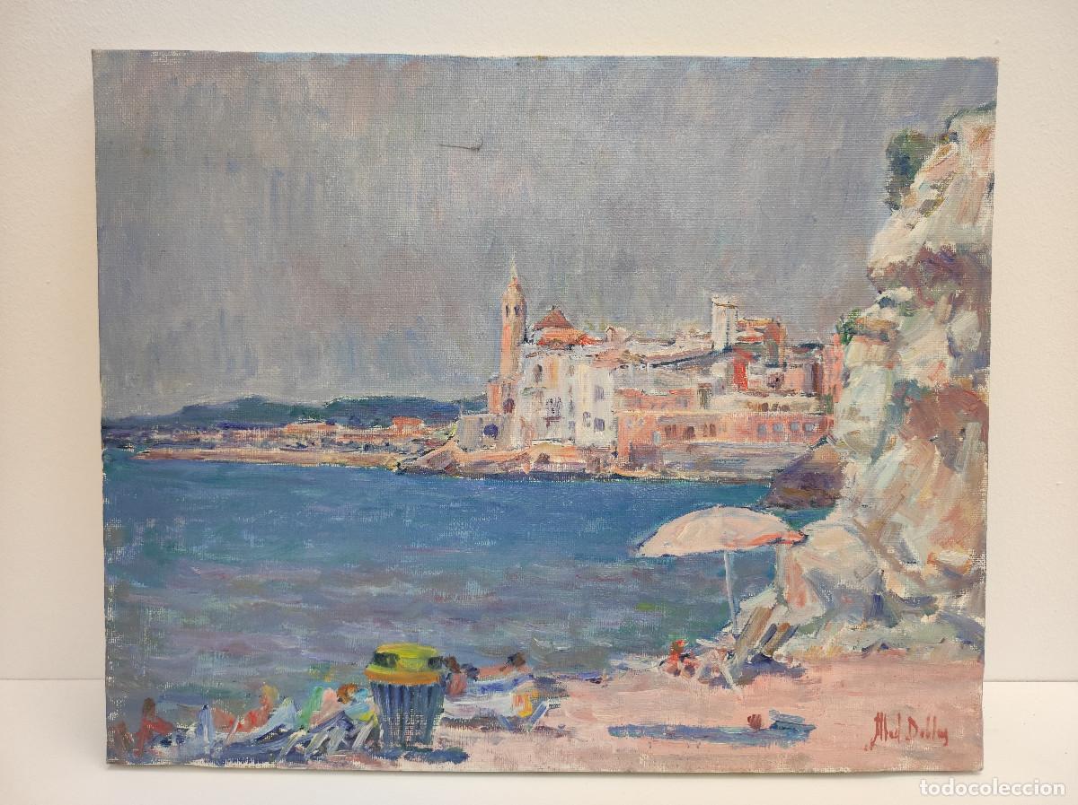 Arte: Francisco Abad Doblas # Sitges visto desde playa de Balmins