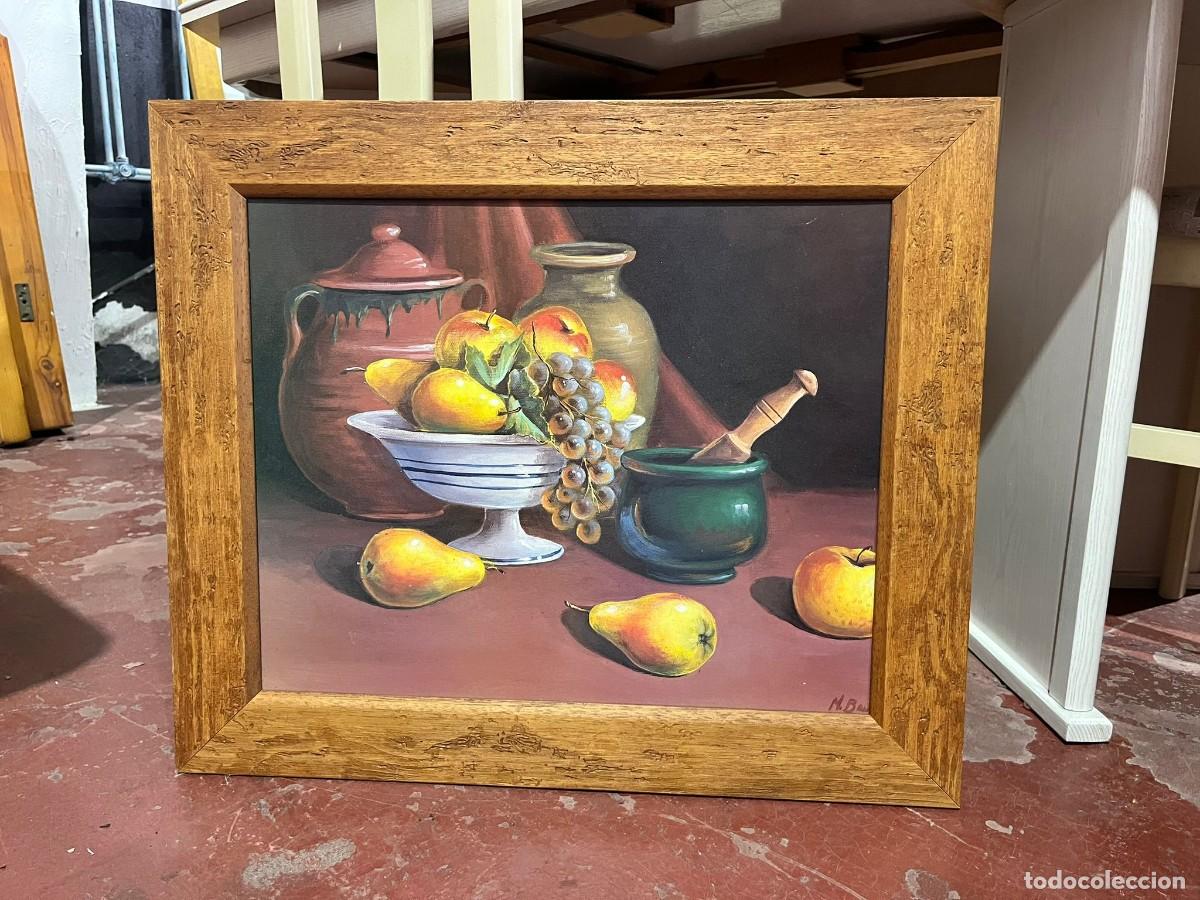 Arte: Cuadro bodeg&oacute;n cl&aacute;sico con marco de madera.