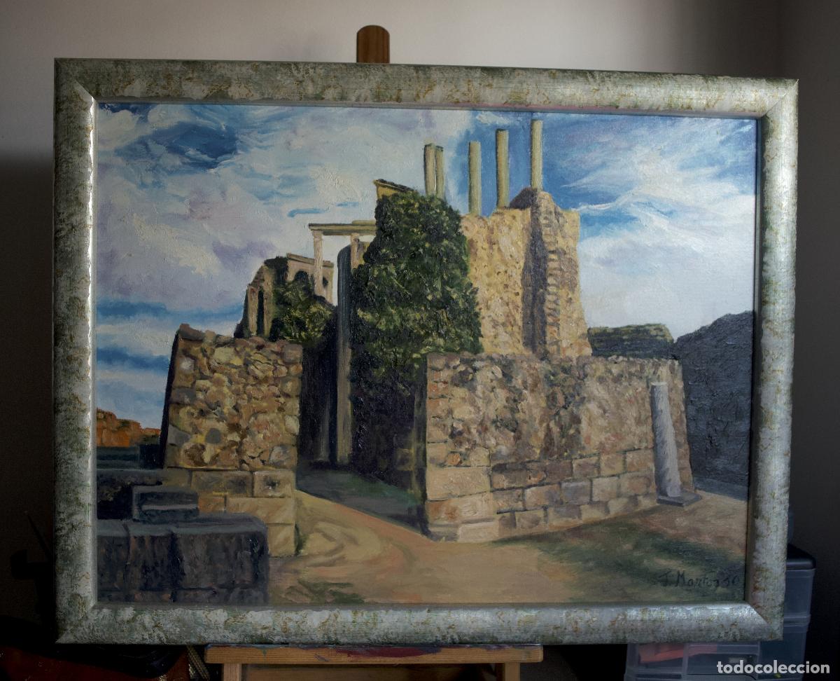 Arte: Cuadro original al &oacute;leo sobre lienzo (2010) &ndash; Castillo en ruinas &ndash; 61 &times; 46 cm &ndash; Enmarcado y firmado