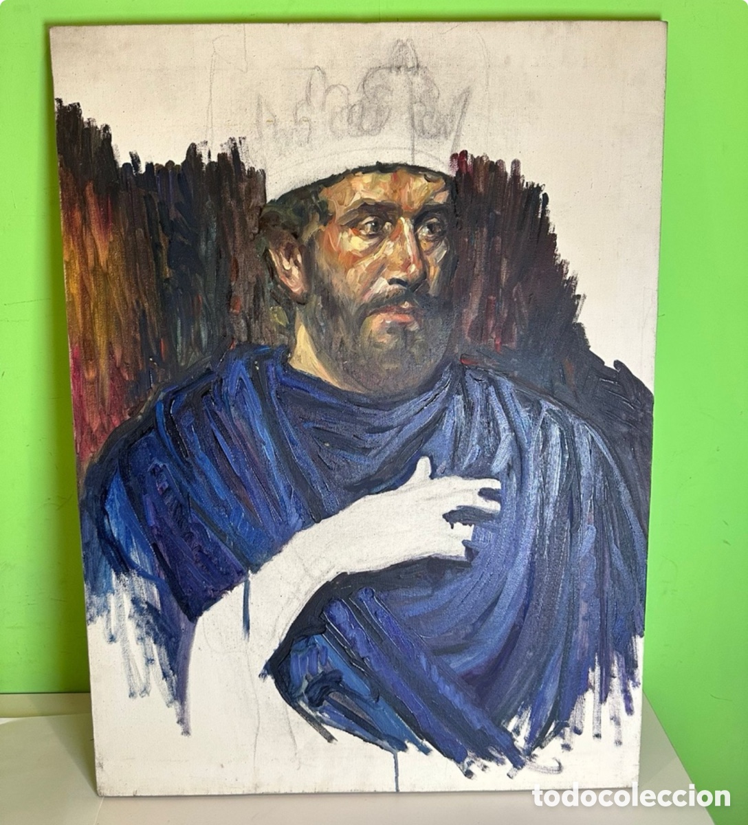 Arte: Carles Prun&eacute;s (Barcelona, 1937-2017) &Oacute;leo original sobre lienzo. Retrato inacabado. 80x60 cm