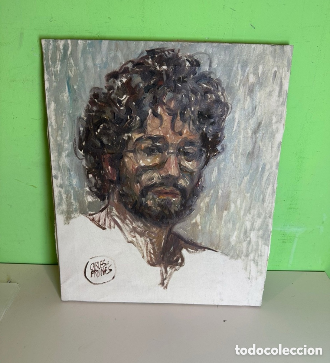 Arte: Carles Prun&eacute;s (Barcelona, 1937-2017) &Oacute;leo sobre tabla original firmado. Autorretrato (46X38 cm) .