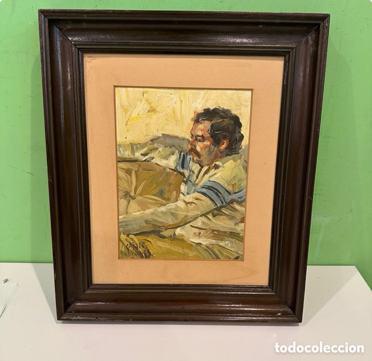 Kunst: Carles Prun&eacute;s (Barcelona 1937-2017) &Oacute;leo original sobre firmado. autorretrato bajo cristal