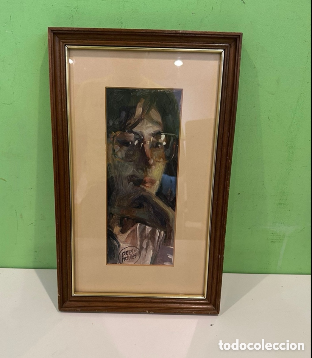 Arte: Carles Prun&eacute;s (Barcelona 1937-2017) &Oacute;leo original firmado Retrato de mujer bajo cristal