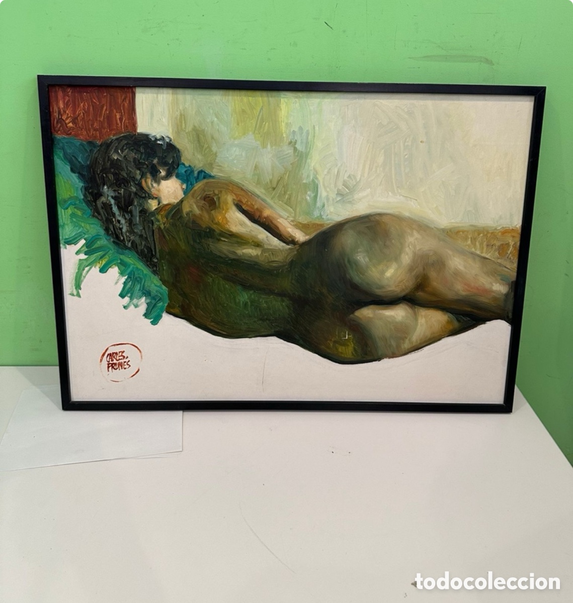 Arte: Carles Prun&eacute;s (Barcelona, 1937-2017) &Oacute;leo original sobre tablex firmado. Desnudo femenino.