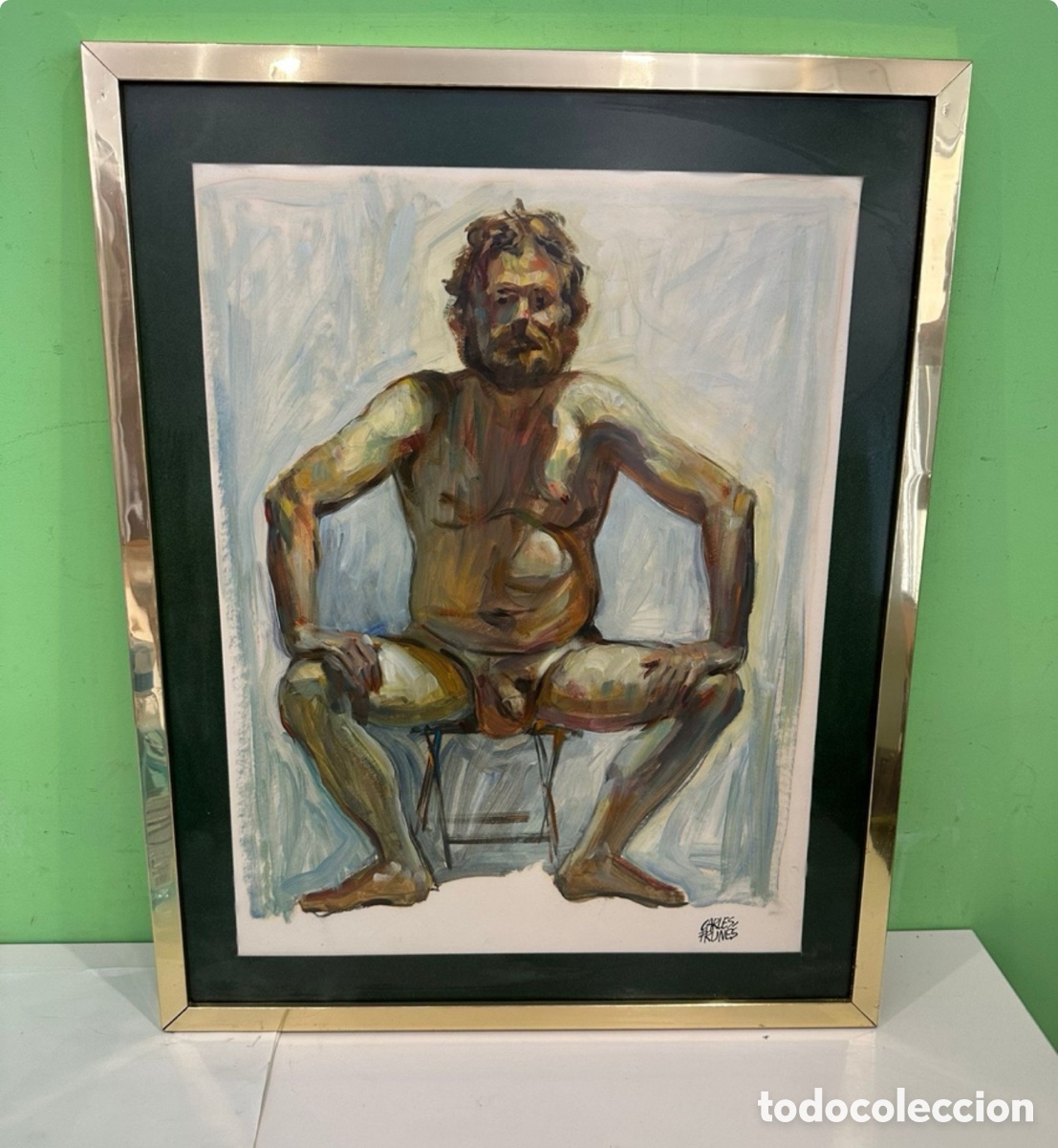 Arte: Carles Prun&eacute;s (Barcelona, 1937-2017) &Oacute;leo original firmado. Desnudo . Obra catalogada